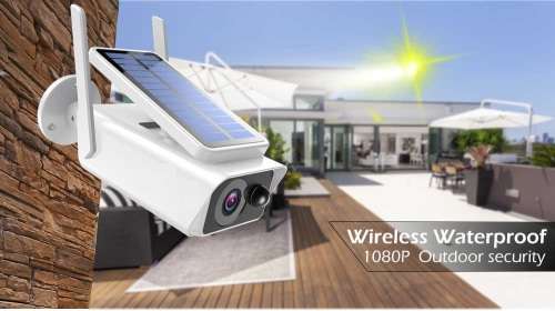 Solar Charged WIFI Dome Camera with Adjustable Solar Panel - 2MP - 1080P HD - Two Way Audio