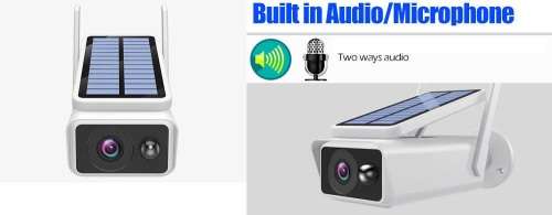 Solar Charged WIFI Dome Camera with Adjustable Solar Panel - 2MP - 1080P HD - Two Way Audio