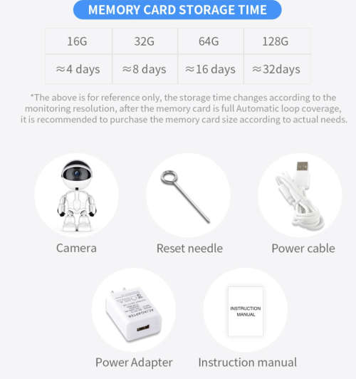 5MP Portable Smart Wifi Robot IP / Nanny Camera - Two Way Audio - HD - Motion Detection