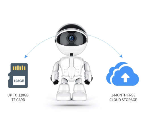 5MP Portable Smart Wifi Robot IP / Nanny Camera - Two Way Audio - HD - Motion Detection