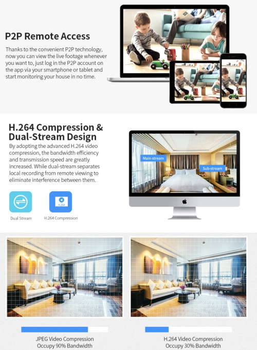 5MP Portable Smart Wifi Robot IP / Nanny Camera - Two Way Audio - HD - Motion Detection