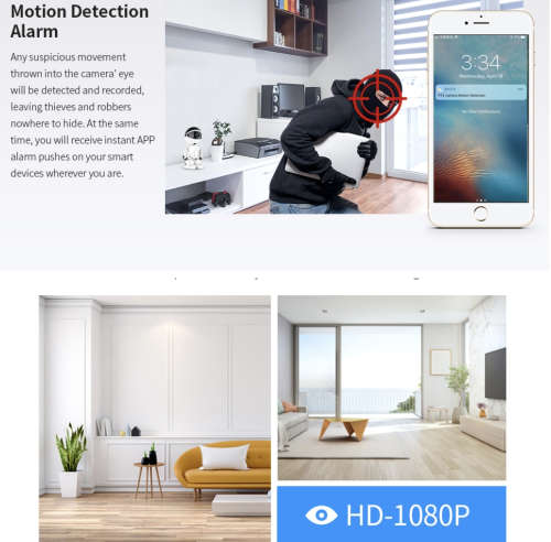 5MP Portable Smart Wifi Robot IP / Nanny Camera - Two Way Audio - HD - Motion Detection