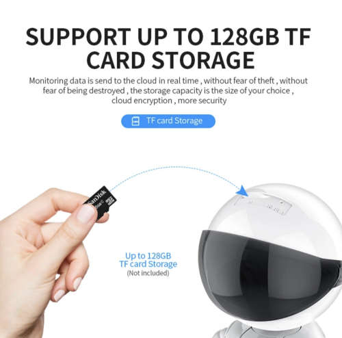 5MP Portable Smart Wifi Robot IP / Nanny Camera - Two Way Audio - HD - Motion Detection