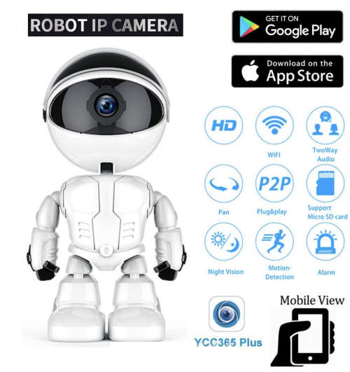 5MP Portable Smart Wifi Robot IP / Nanny Camera - Two Way Audio - HD - Motion Detection