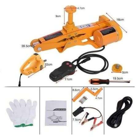 2 Ton Automotive Electric Scissor-Type Car Jack & 12V Impact Wrench Combo Set - Great Investment!