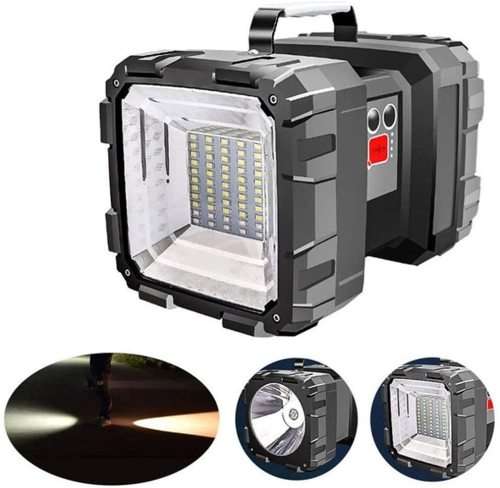 Rechargeable Double Head LED Flashlight / Worklight - Built In Power Bank - 7 Light Modes