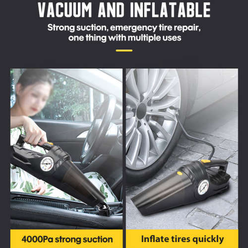 2-in-1 Powerful 4000Pa Vacuum Cleaner & Air Pump - Portable - Pressure Gauge - Nozzle Included