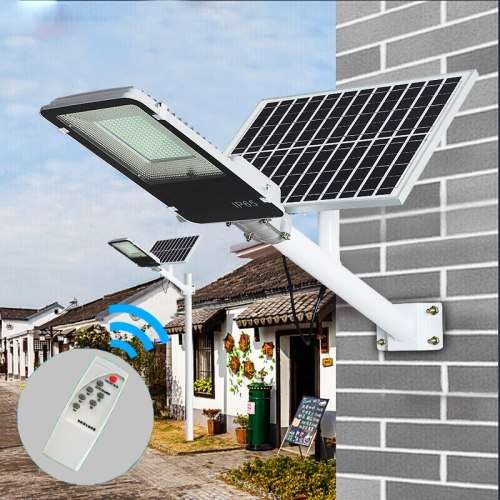 Complete 200W LED Solar Powered Street Light With Solar Panel, Mounting Bracket And Remote Control