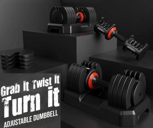 Intelligent All-In-One 20KG Adjustable Dumbbell - 3KG to 20KG Adjustments Including Tray Lock System