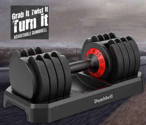 Intelligent All-In-One 20KG Adjustable Dumbbell - 3KG to 20KG Adjustments Including Tray Lock System