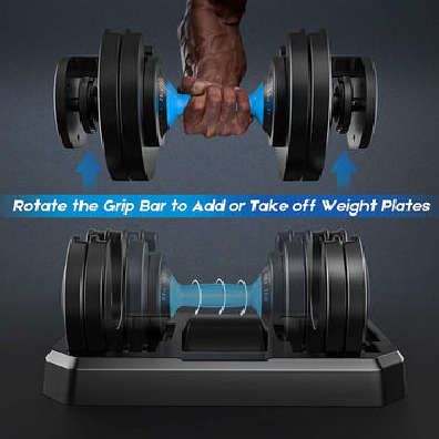 Intelligent All-In-One 20KG Adjustable Dumbbell - 3KG to 20KG Adjustments Including Tray Lock System
