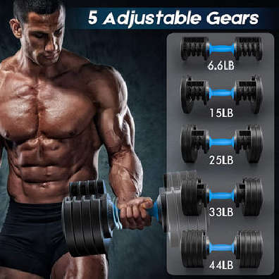 Intelligent All-In-One 20KG Adjustable Dumbbell - 3KG to 20KG Adjustments Including Tray Lock System