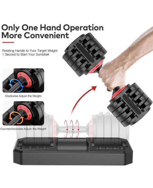 Intelligent All-In-One 20KG Adjustable Dumbbell - 3KG to 20KG Adjustments Including Tray Lock System