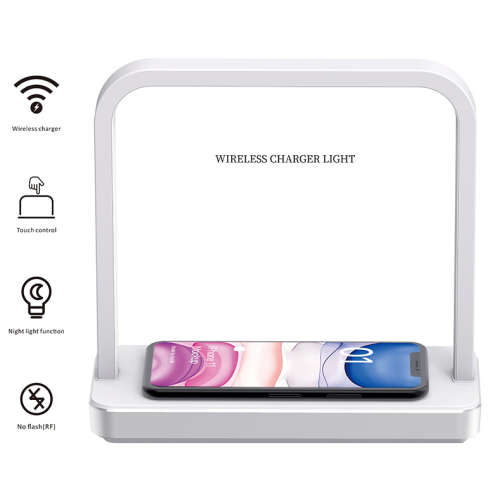 10w QI Smart Home Mobile Phone Wireless Charger with Induction Bedside Lamp - Touch Control