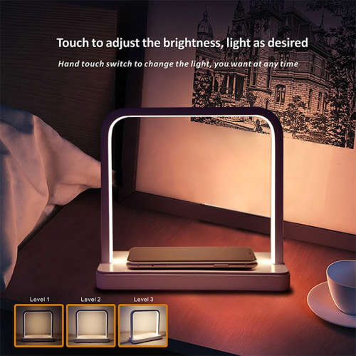 10w QI Smart Home Mobile Phone Wireless Charger with Induction Bedside Lamp - Touch Control