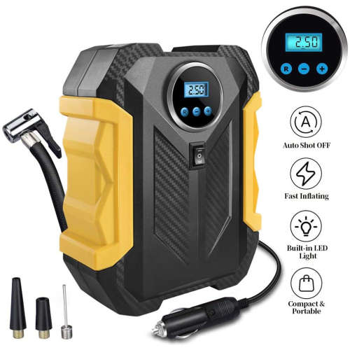 Digital Air Compressor Pump -Tyre Inflator - Portable - Built-In LED Light - 12V DC