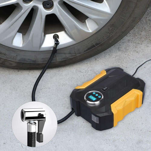 Digital Air Compressor Pump -Tyre Inflator - Portable - Built-In LED Light - 12V DC