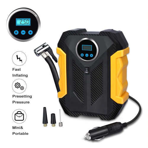 Digital Air Compressor Pump -Tyre Inflator - Portable - Built-In LED Light - 12V DC
