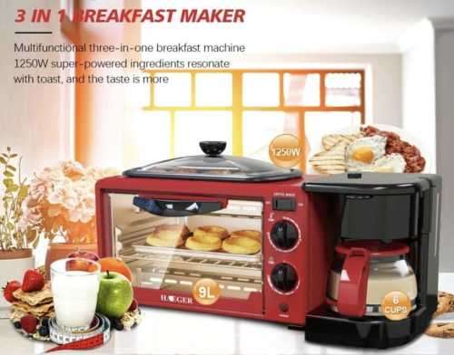 3-in-1 Multi-Functional Breakfast Station - Baking, Frying with Coffee Machine