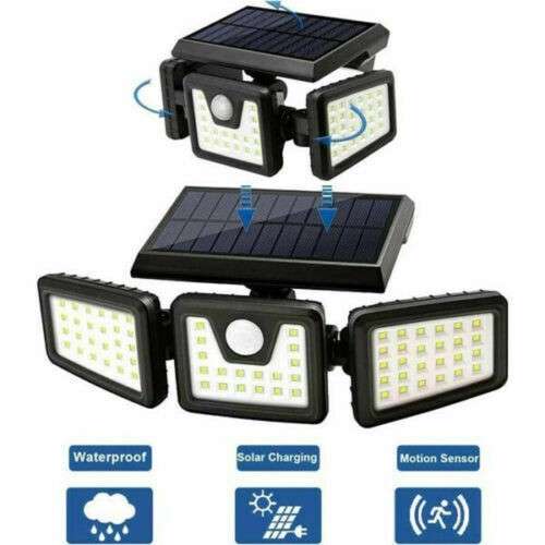 30W LED Solar Flood Light - 3 Adjustable Heads - 3 Modes - 2400mAH battery