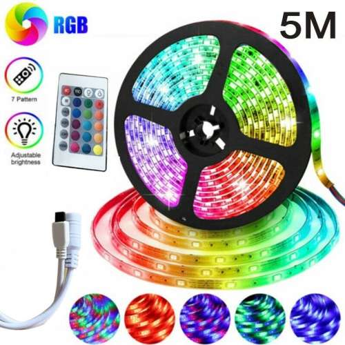 5m RGB Colour Changing LED Strip Lights With Remote