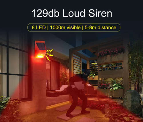 Solar Powered Beam - Remote Controlled - Sensor Activated - Built In 129db Alarm Siren