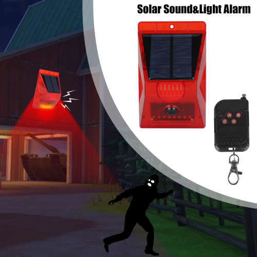 Solar Powered Beam - Remote Controlled - Sensor Activated - Built In 129db Alarm Siren