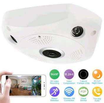 360° Panoramic PTZ  Surveillance VR Camera - Motion Detection - IR Cut - Wifi - 2 Way Audio