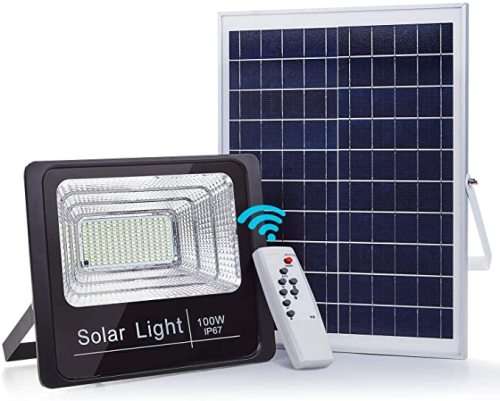 100W Solar LED Flood Light with Separate Solar Panel Including Remote Control