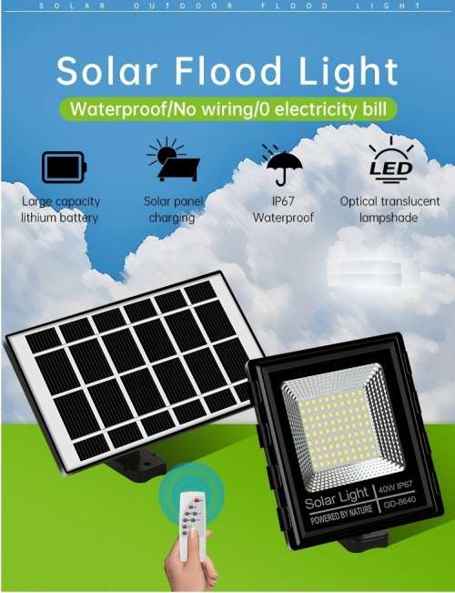 40w Solar Wall/Street Light with Remote Control - 120° Wide Angle - Time Switch - Light Control