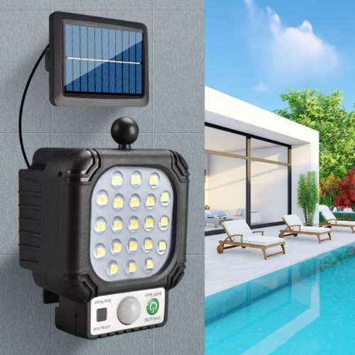 JX966B 21 LED Solar Wall/Street Induction Light - 120° Wide Angle - PIR Motion Sensor