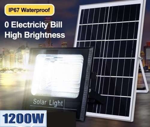 1200W Solar LED Flood Light with Separate Solar Panel Including Remote Control