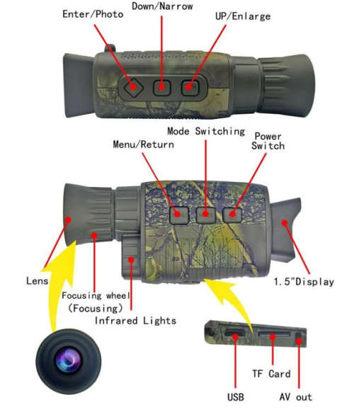 36MP Digital Infrared Night Vision Monocular Device - IR Sensor - 4K UHD