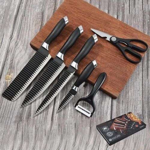 Professional 6 Piece Stainless Steel Corrugated Kitchen Knife Set
