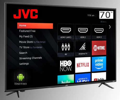Massive JVC 70` UHD Smart TV - 4K - Built-In WIFI Module - Android 7.0 - Dual Core