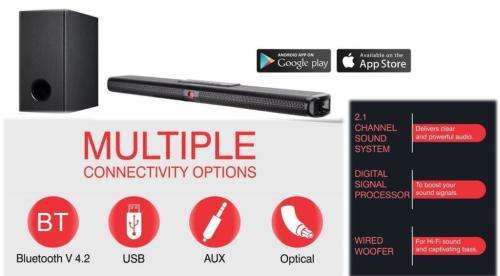 Telefunken 2.1ch Soundbar with Wireless Subwoofer and Remote Control