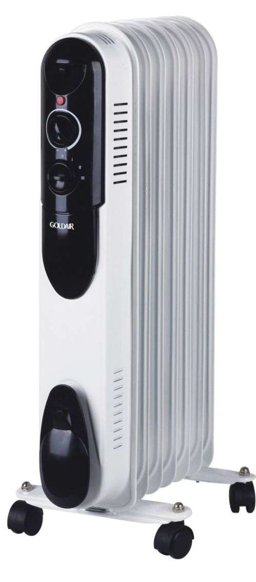 GoldAir 7 Fin Slim Oil Heater - 3 Heat Settings - Adjustable Thermostat Control