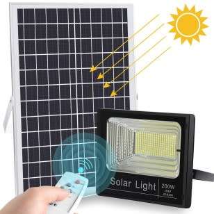 200W Solar LED Flood Light with Separate Solar Panel Including Remote Control