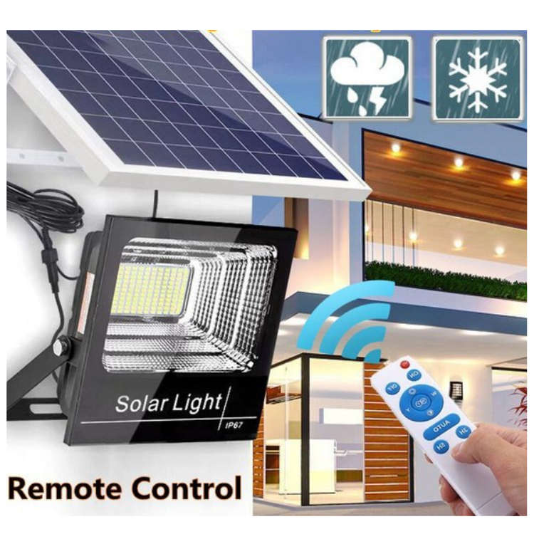 300W Solar LED Flood Light with Separate Solar Panel Including Remote Control