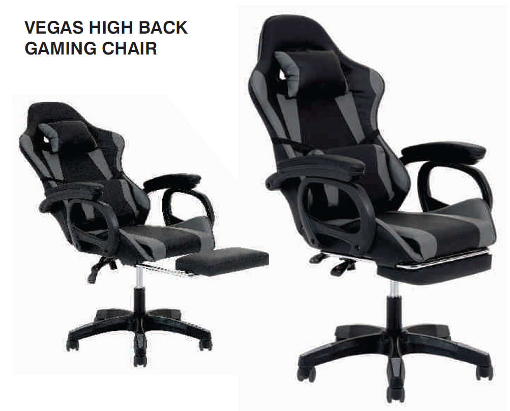 Vegas High Back Gaming Chair with Foot / Leg Rest