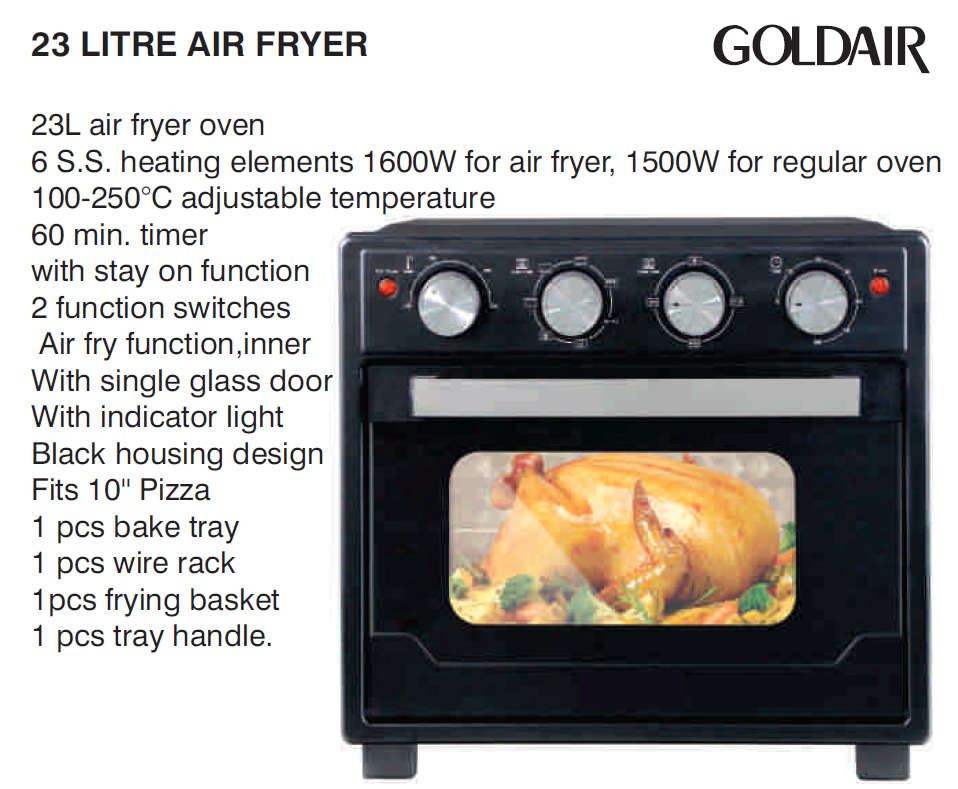 Goldair 23L Air Fryer / Oven - Large Capacity - Living Healthier