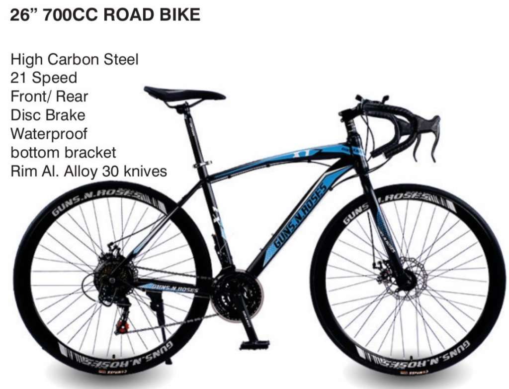 Conti 26`700CC Road Bike - 21 Speed - Carbon Steel Frame - Guns n Roses Limited Edition