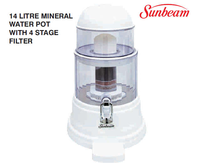 Sunbeam 14L Mineral Water Pot - 4 Stage Filtration System - Magnetic Water Tap