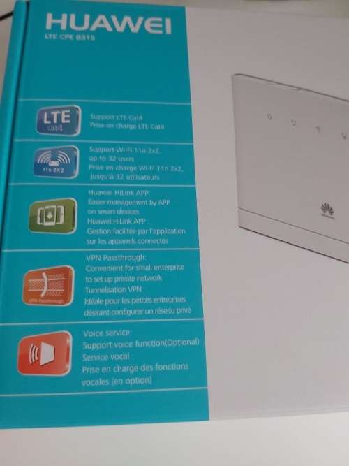 HUAWEI B315 4G LTE router factory unlocked as new. Boxed complete