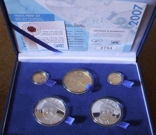 2007 Mandela / de Klerk 5 coin proof set