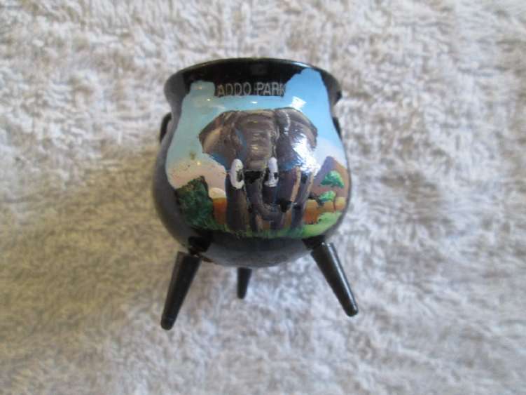 Miniature Souvenir Three-Legged Pot from Addo Park