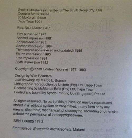 Trees of Southern Africa - Keith Coates Palgrave - Second Revised Edition