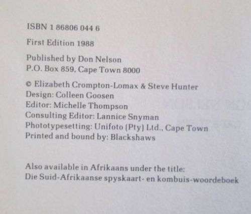 South African Menu & Kitchen Dictionary