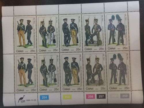 Ciskei 1984 Military Uniforms Full sheet of 10 MNH