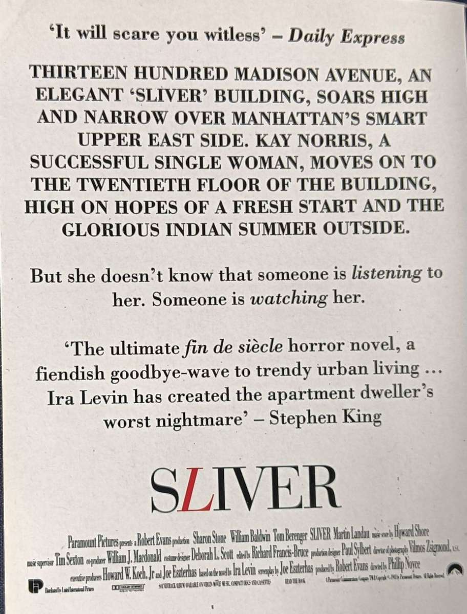 Sliver - Ira Levin (Author of Rosemary`s Baby) - Softcover 246 pages